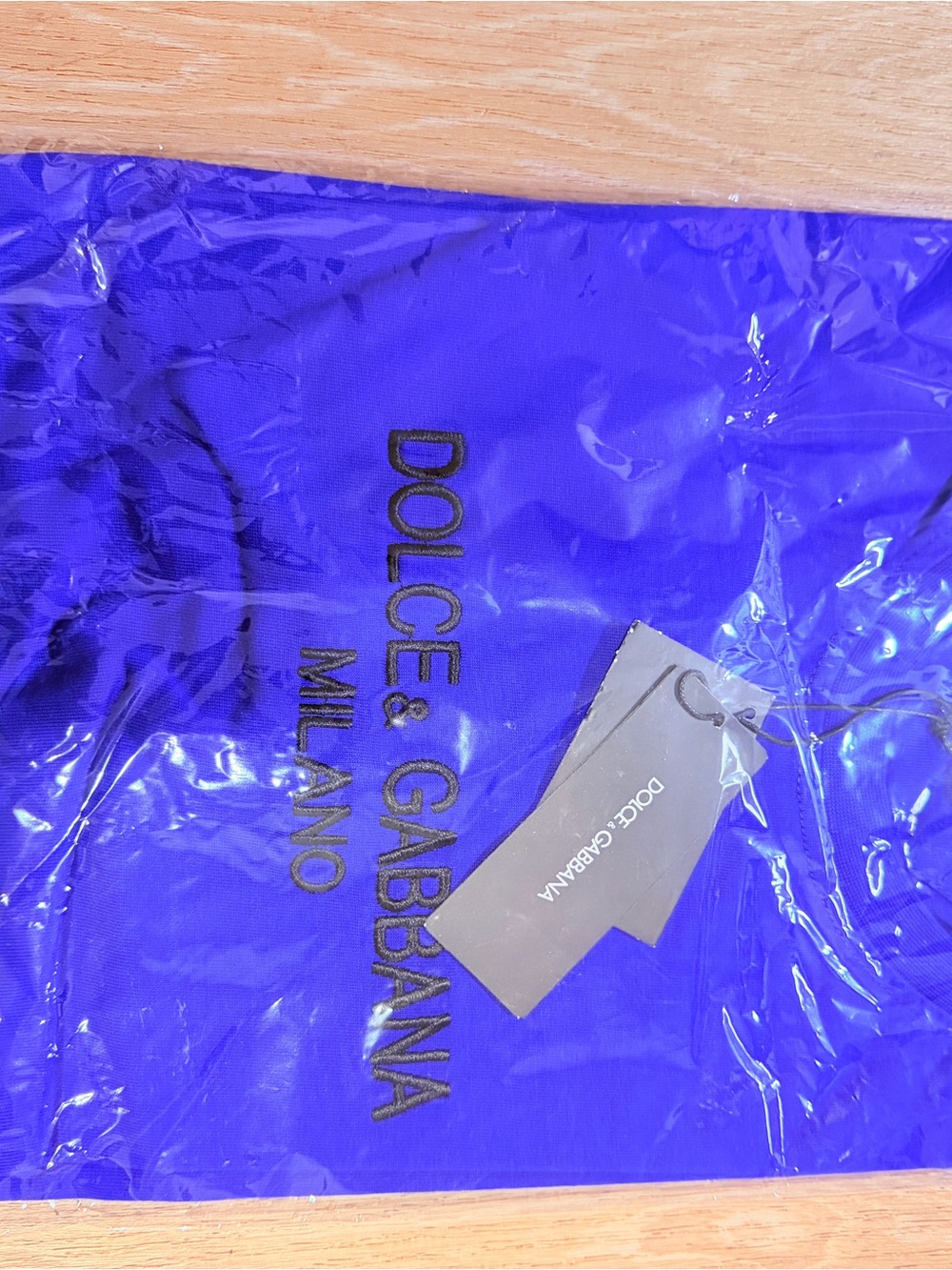 Dolce & Gabbana Men's Cobalt Blue Logo Short Sleeve Tee - Picture 4 of 4